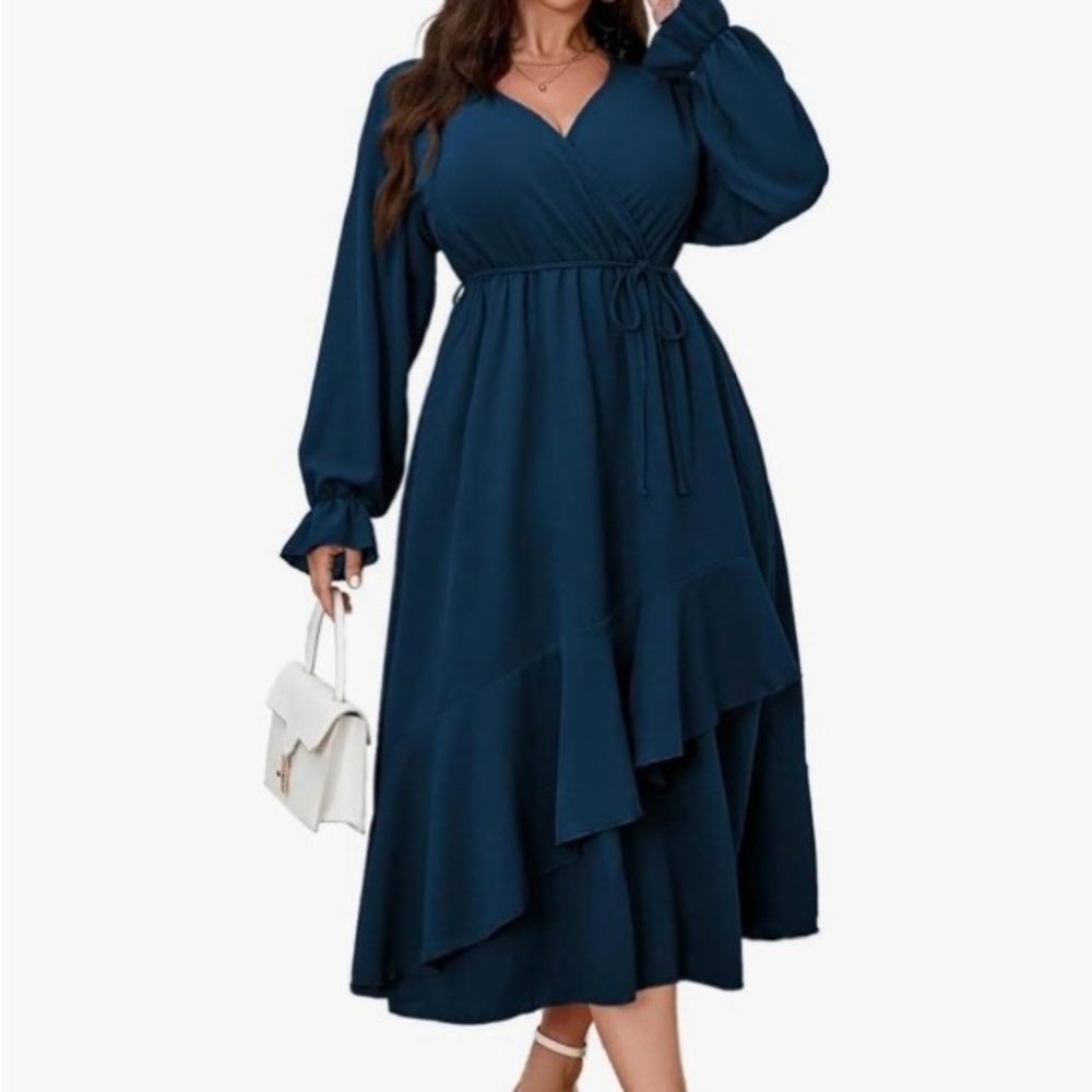 Amazon Elegant Navy Long Sleeve Dress